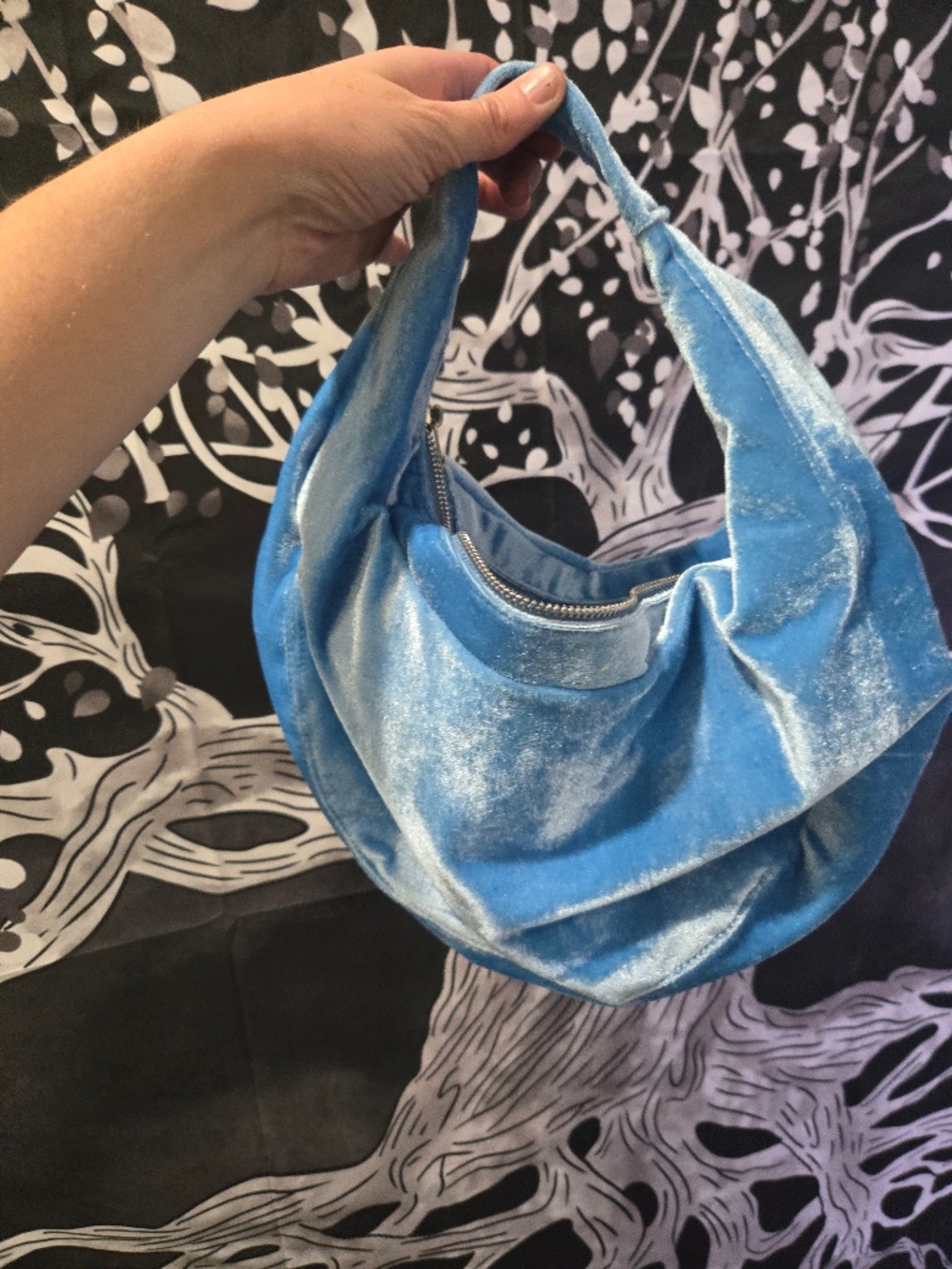 Nwot Urban outfitters Light Blue velvet handbag clutch